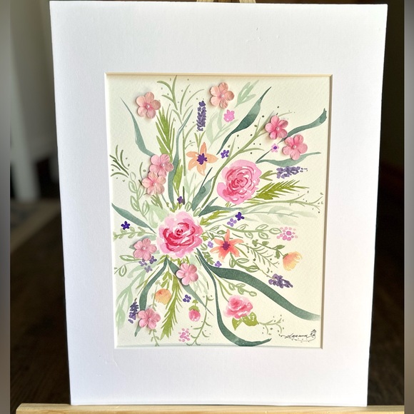 Other - Hand-Made New Watercolor Art Cheerful Flowers